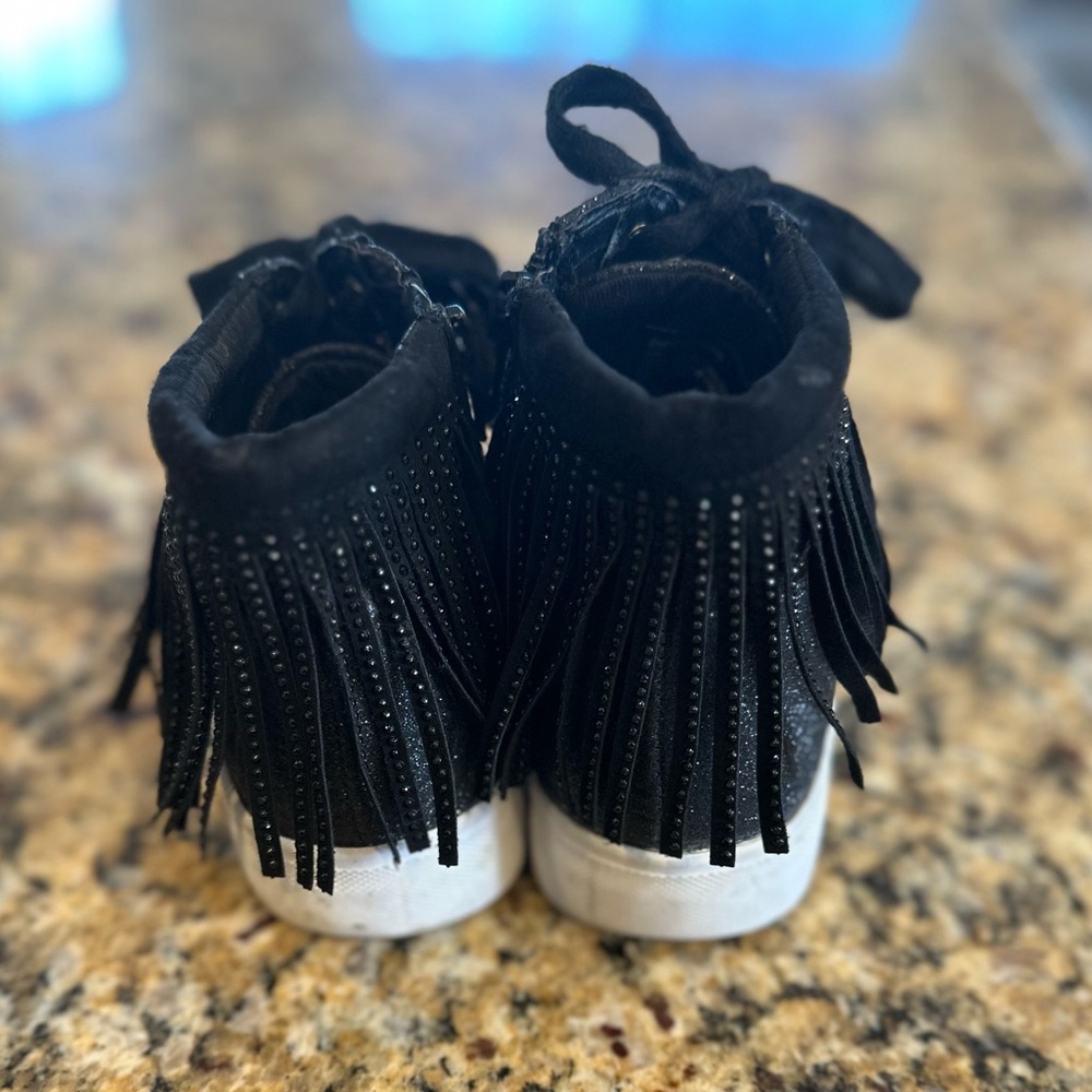 INC Little Girls Hightop Black Sparkle Fringe Sneakers Size 13 - Picture 5 of 9